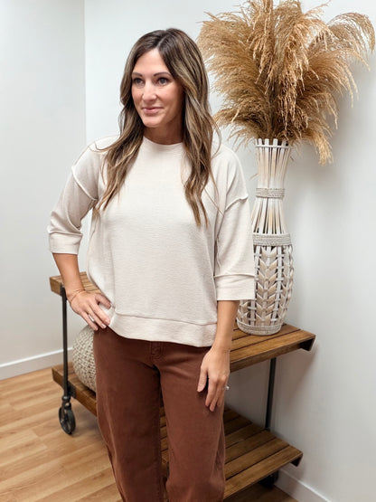 The Margot 3/4 Sleeve Textured Top