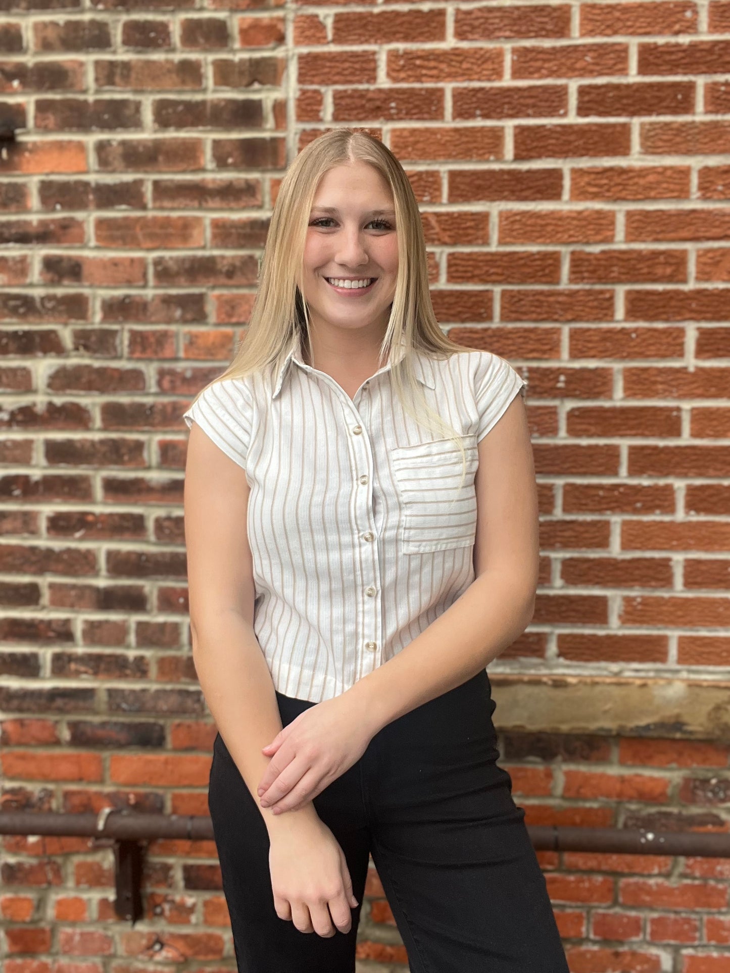 The Harper Button Up Casual Stripe Top