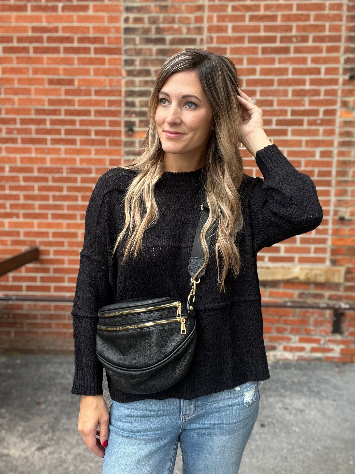 The Maddilynn Loose Knit Black Sweater