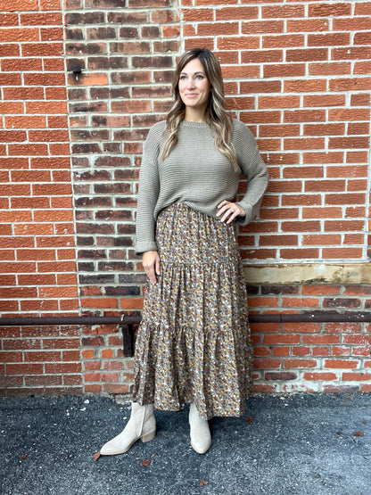 The Sarell Brown Floral Maxi Skirt