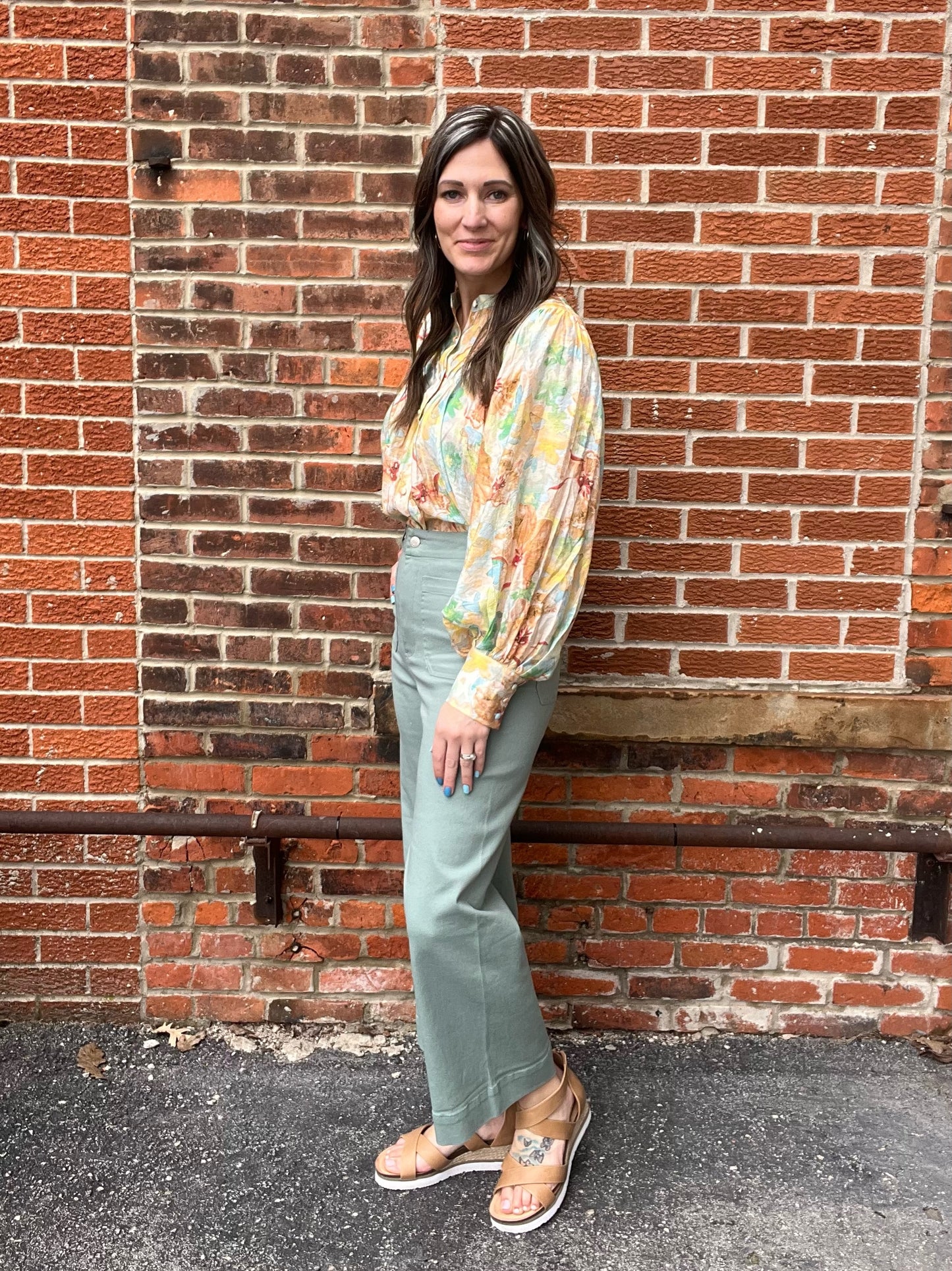The Aqua Sorbet Floral Printed Blouse