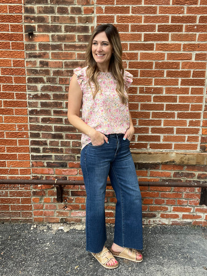 The Sibyl Floral Flutter Blouse Top