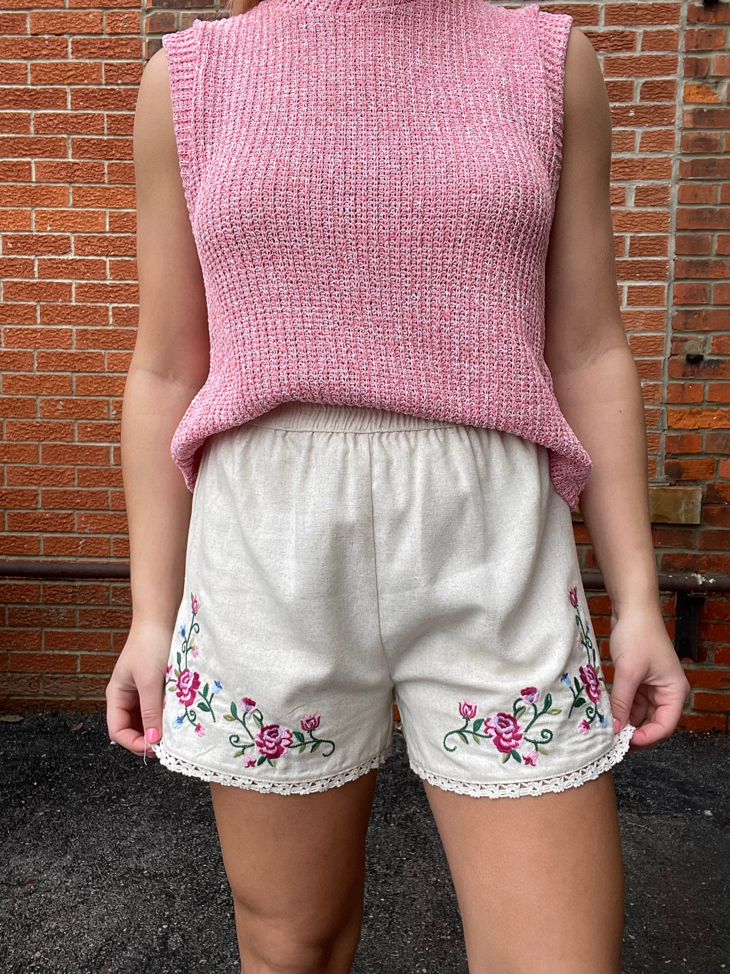 The Hazel High Waist Embroidered Shorts