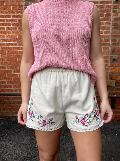 The Hazel High Waist Embroidered Shorts