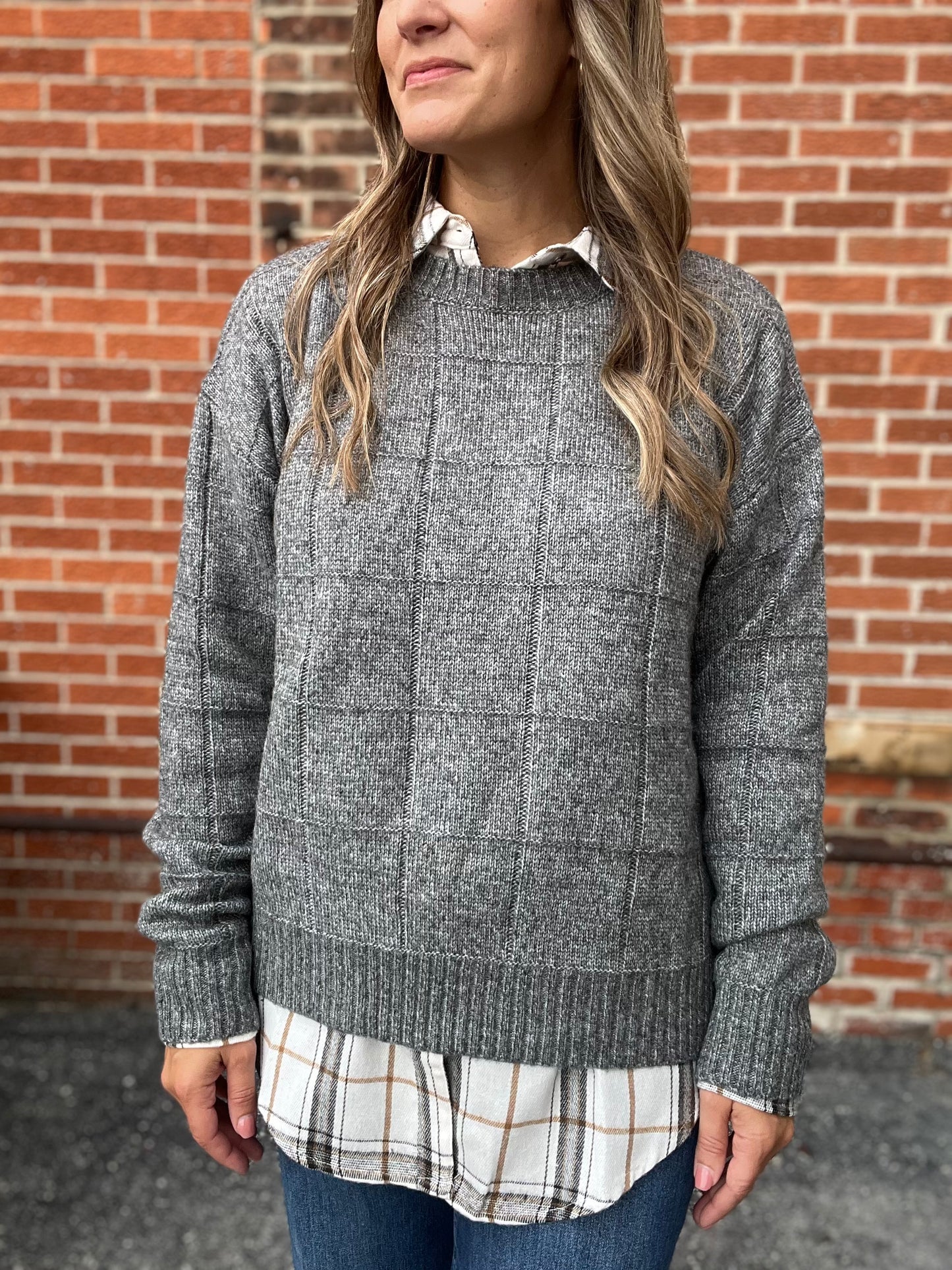The Kimmy Windowpane Knit Sweater