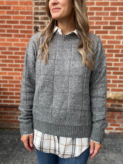 The Kimmy Windowpane Knit Sweater