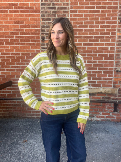 The Ivy Kiwi Striped Knit Pullover Sweater