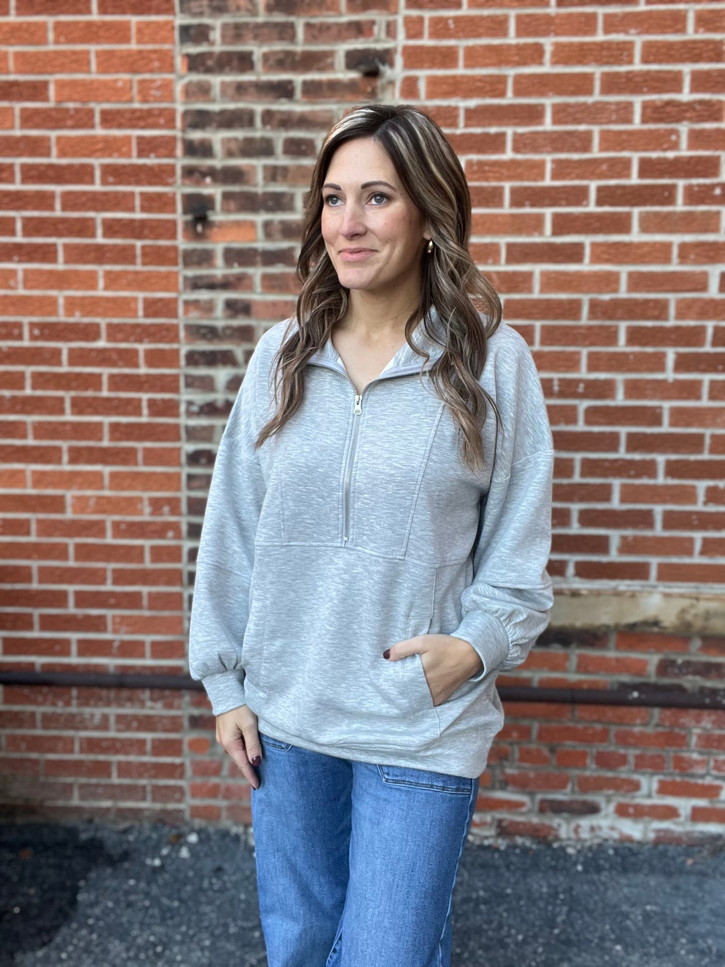 The Rorri Gray Oversized Quarter Zip