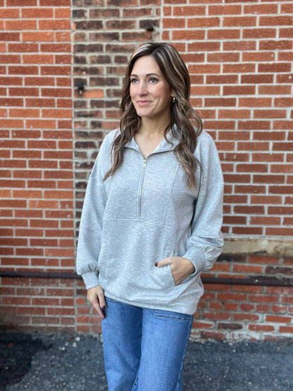 The Rorri Gray Oversized Quarter Zip