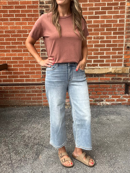 The Stevie Round Neck Short Sleeve Exposed Seam