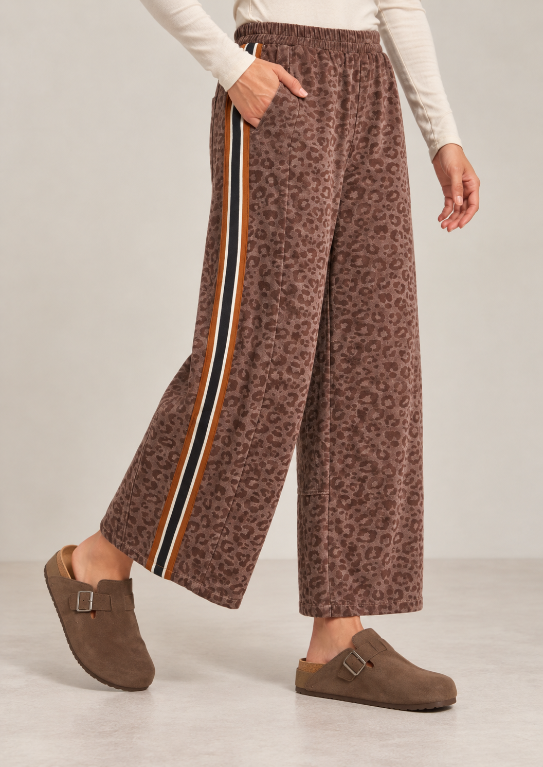 The Kaven Brown Vintage Leopard Wide Leg Pants