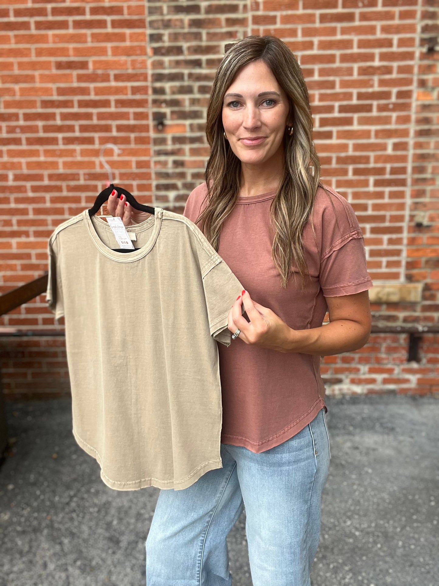 The Stevie Round Neck Short Sleeve Exposed Seam