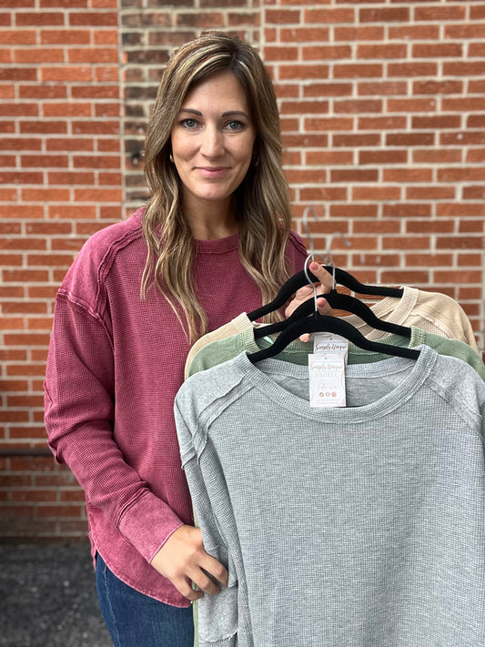 The Paxton Acid Wash Thermal Long Sleeve Top