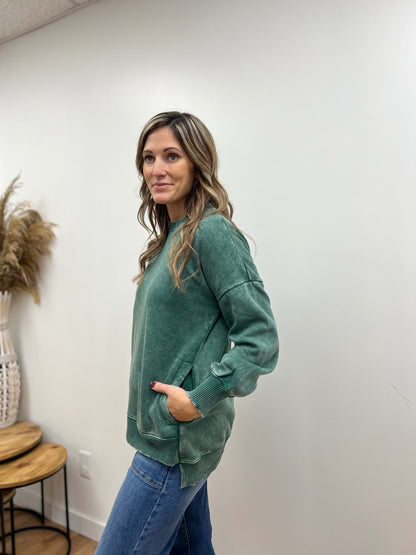 The Wells Acid Wash Green Sweatshirt