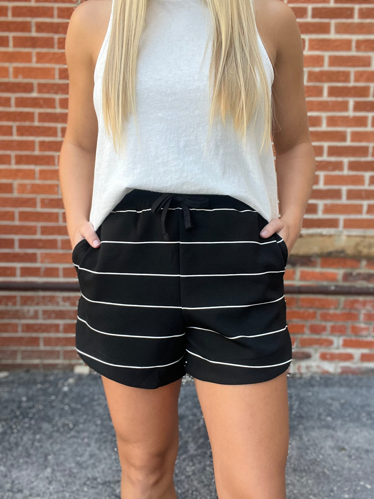 The Sawyer Black Stripe Stretch Shorts