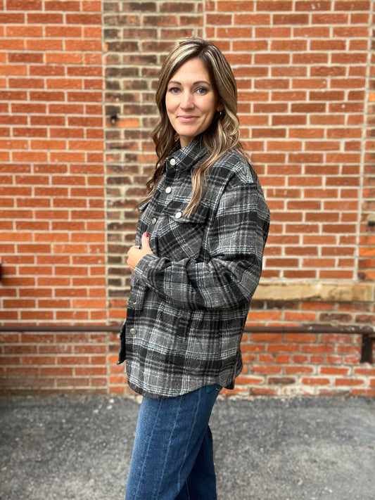 The Gregory Black Plaid Shacket