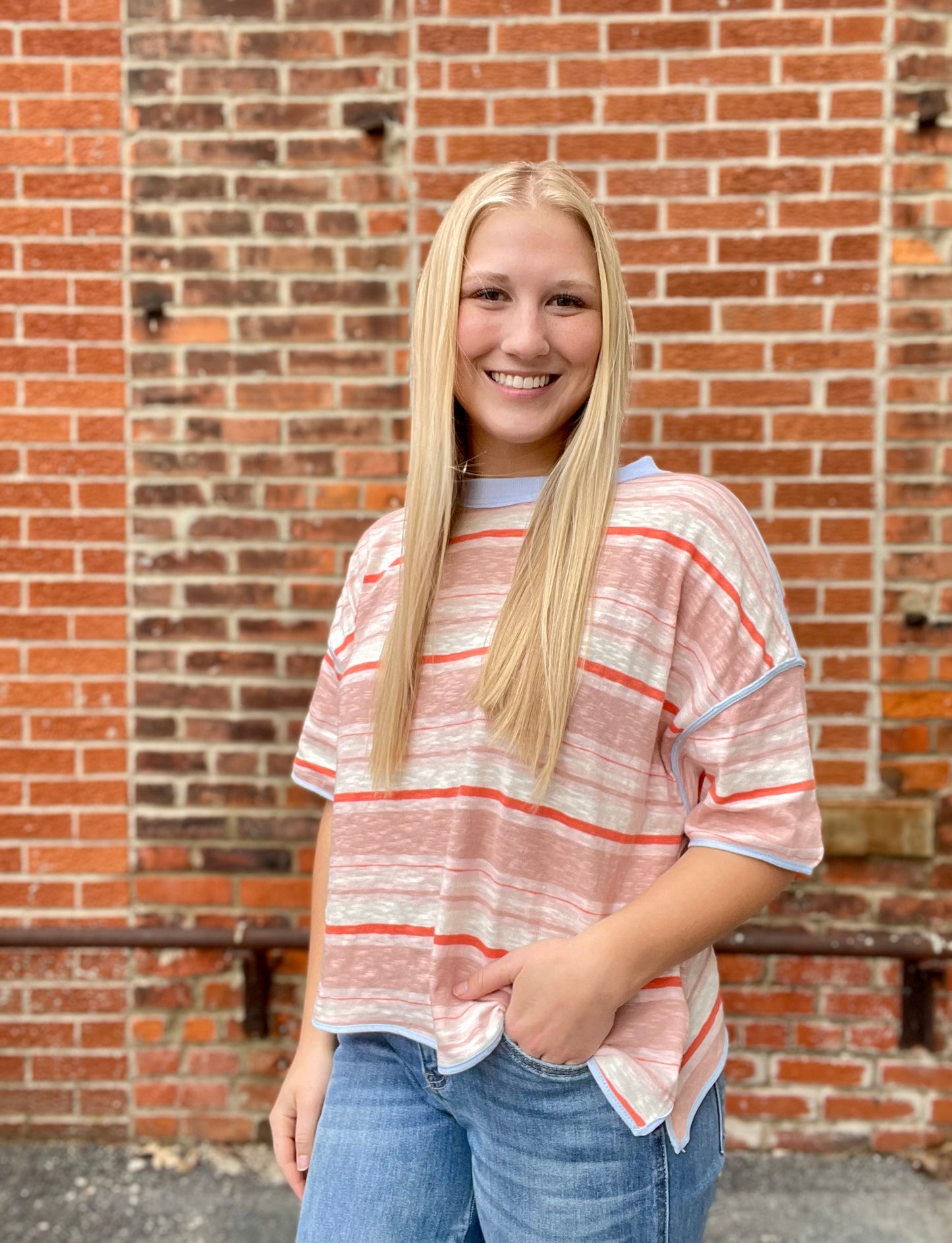 The Elira Color Block Striped Tee