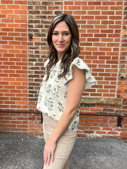 The June Sage Detailed Embroidery Top