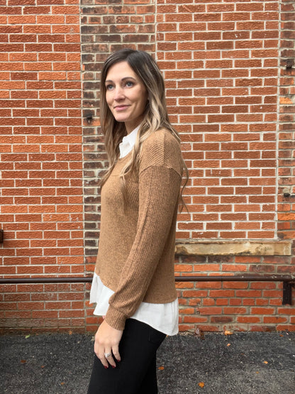 The Maci Mocha Collared Sweater