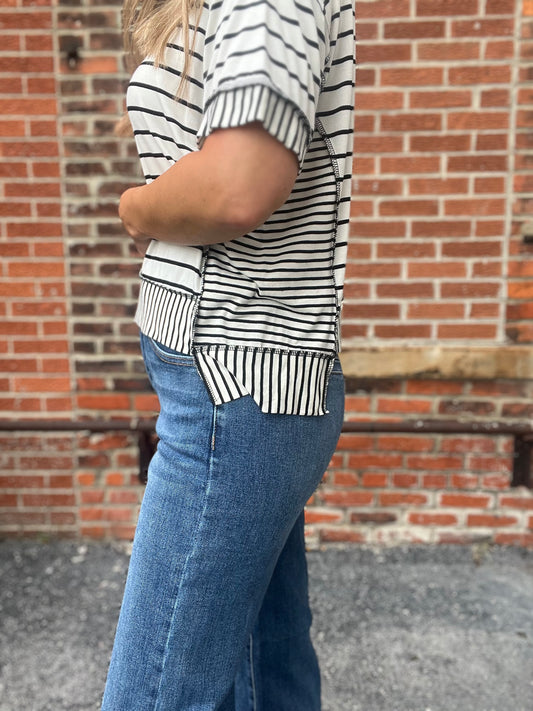 The Curvy Sorrel Striped Oversized Top