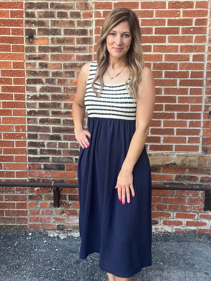 The Colleen Square Neck Striped Dress