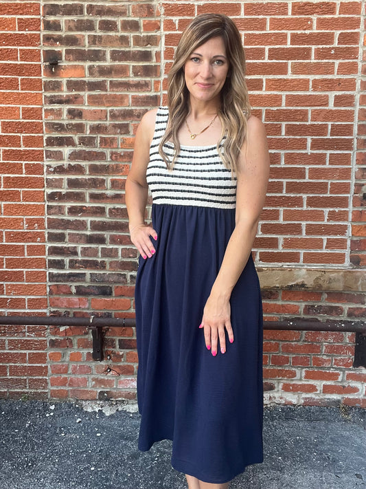 The Colleen Square Neck Striped Dress