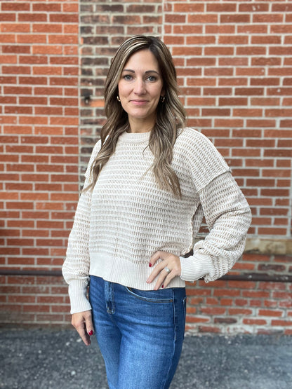 The Gemma Two Tone Textured Knit Sweater Top