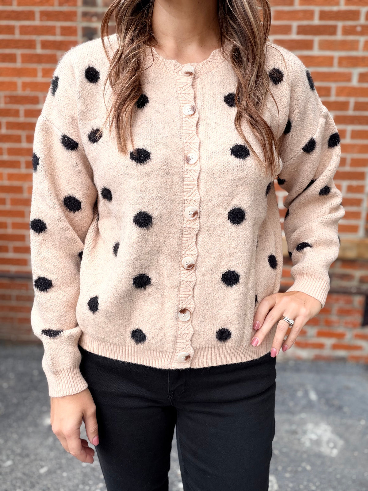 The Harpson Polka Dot Button Down Sweater Cardigan