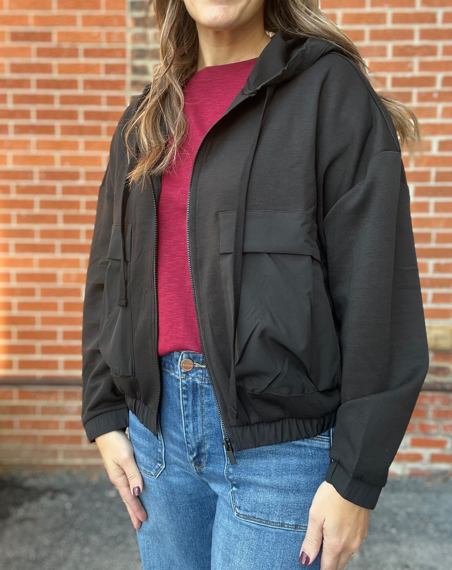 The Urban Front Pocket Black Zip Up