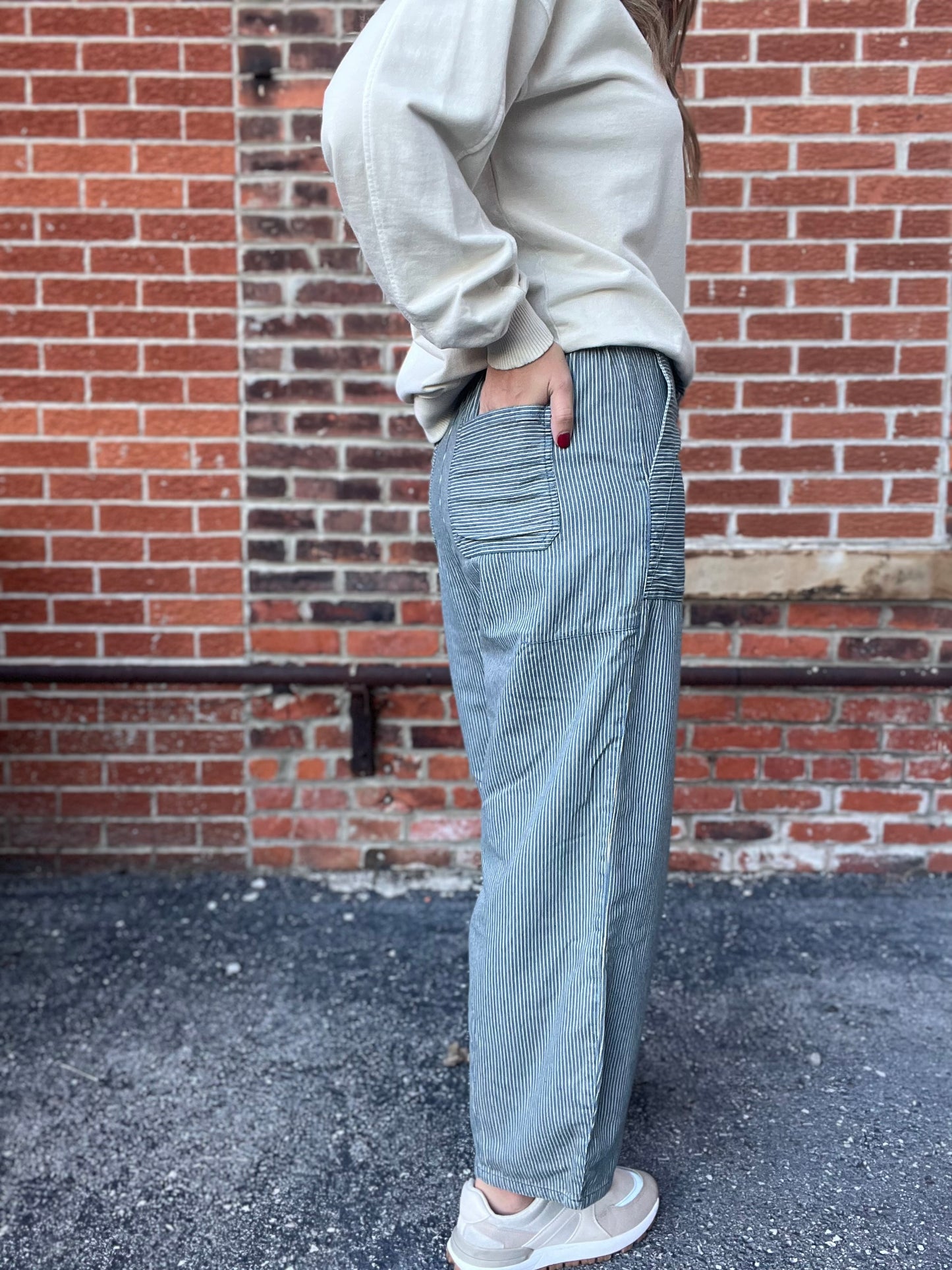 The Piper Striped Tie Denim Pants