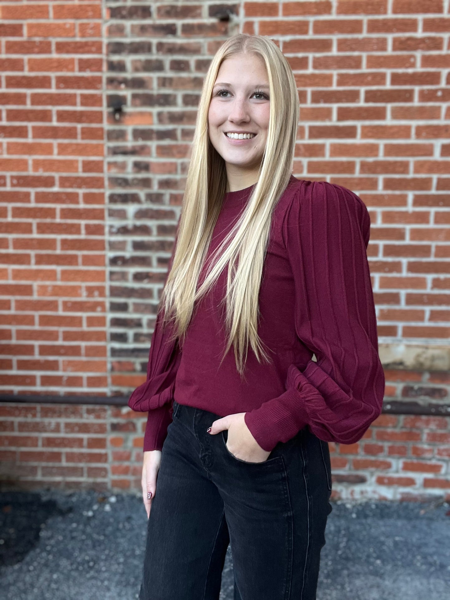 The Malia Holiday Bubble Sleeve Sweater