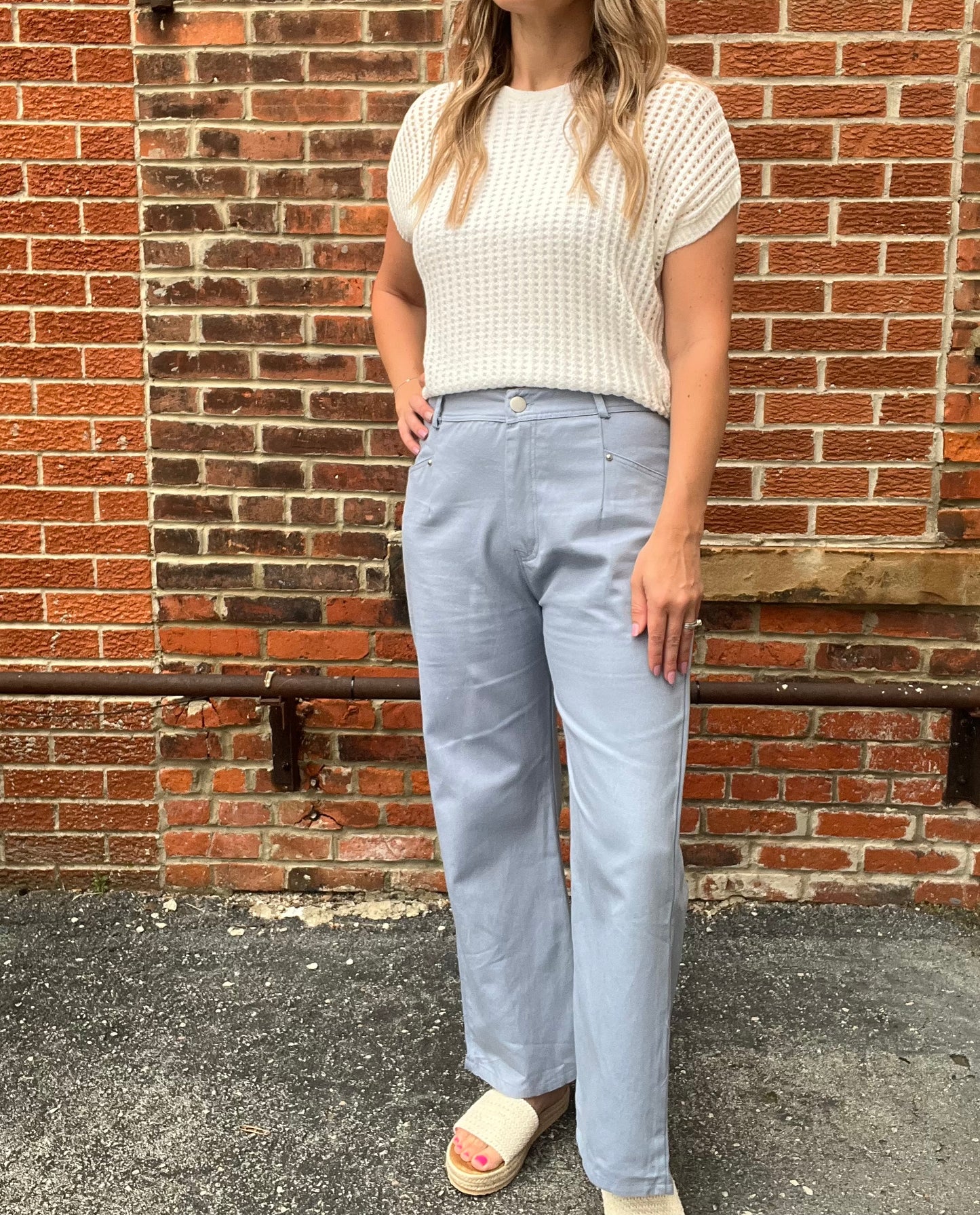 The Zayla Light Blue Straight Leg Pants