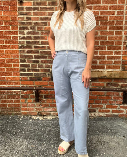 The Zayla Light Blue Straight Leg Pants