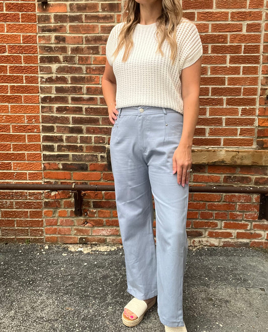 The Zayla Light Blue Straight Leg Pants