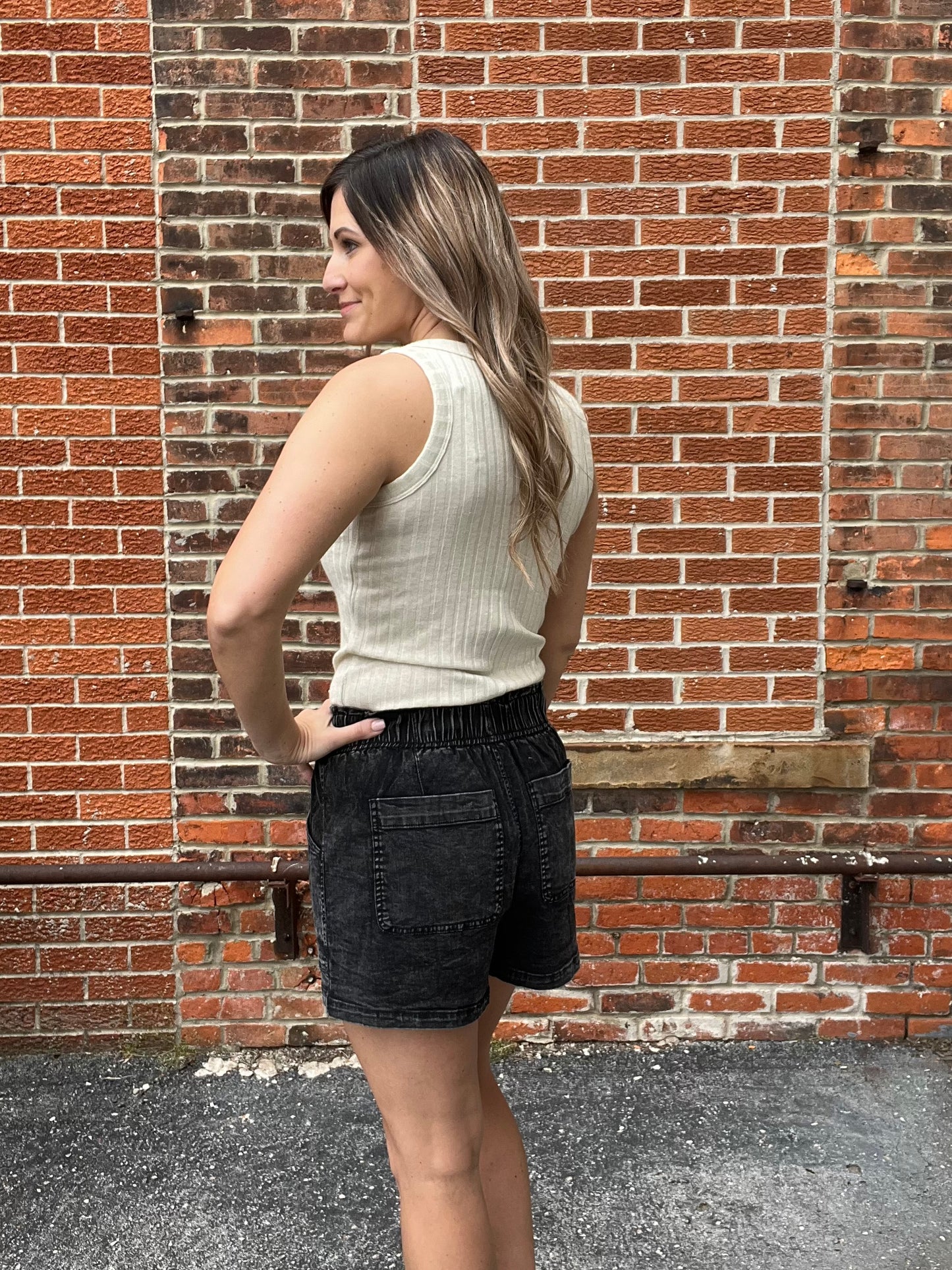 The Emmie Black Chambray Shorts