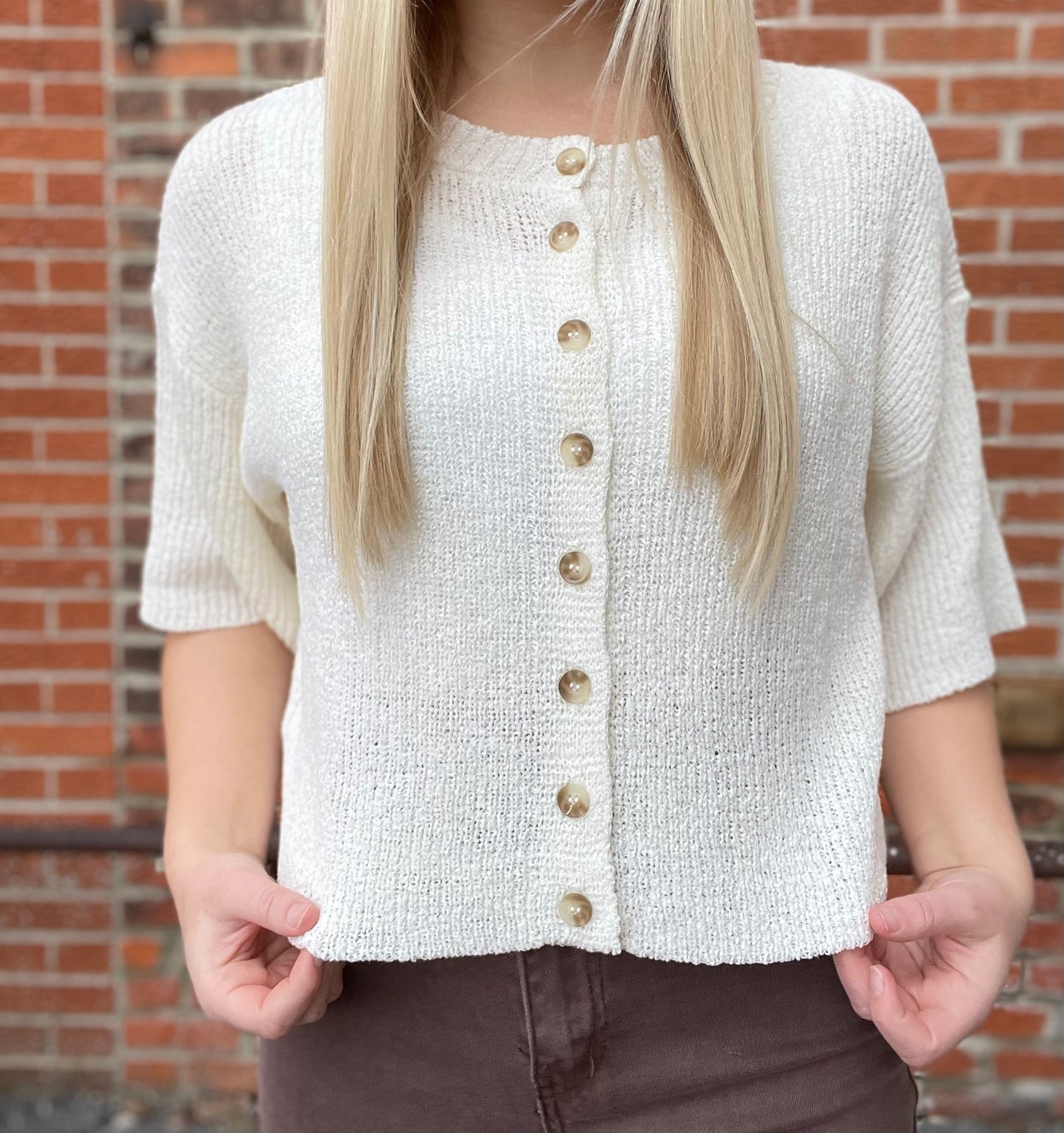 The Deacon Boxy Short Sleeve Button Down Cardigan