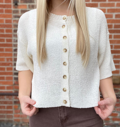 The Deacon Boxy Short Sleeve Button Down Cardigan