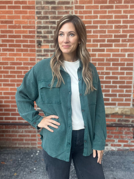 The Hallee Textured Button Up
