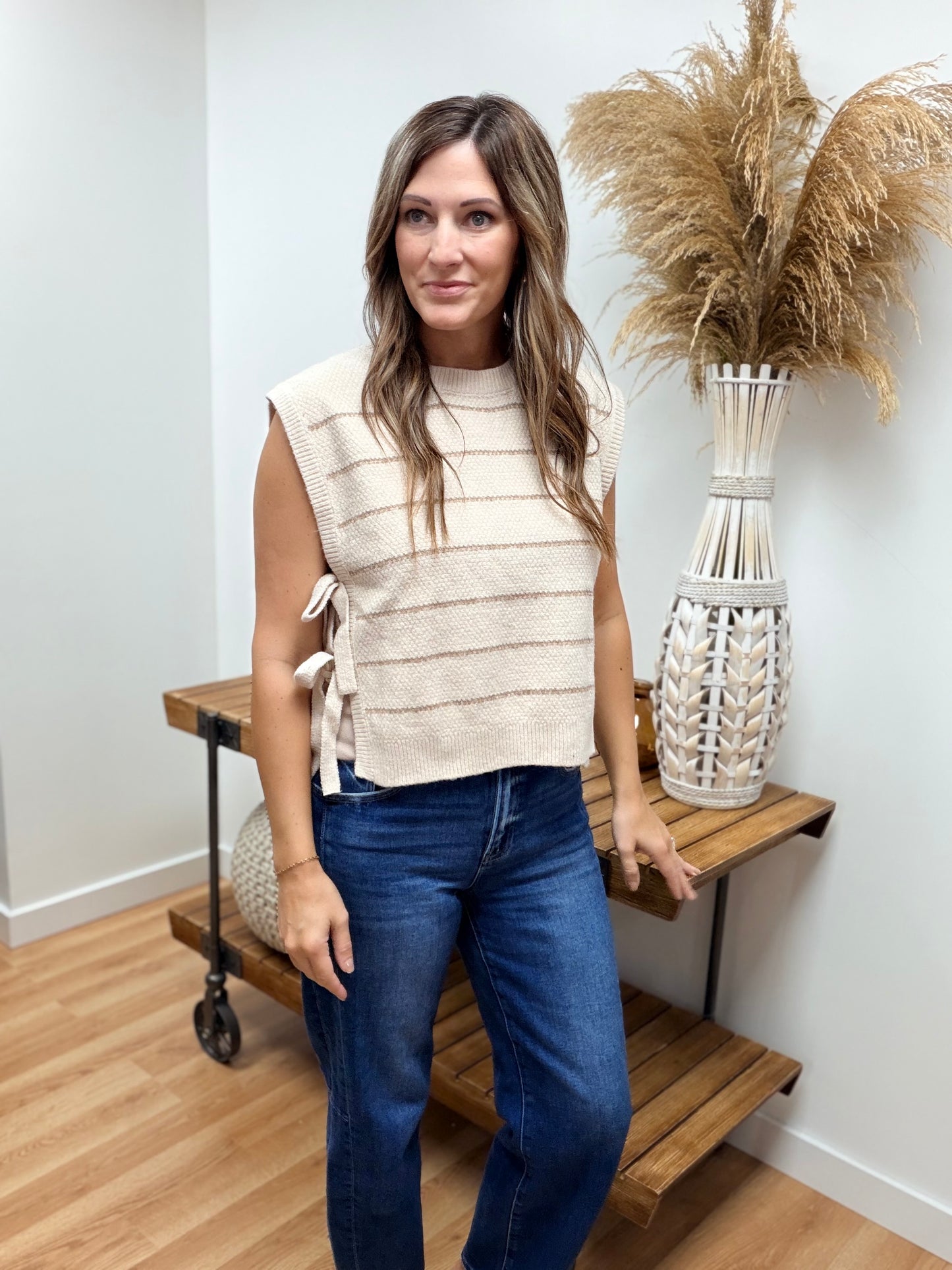 The Hullson Stripped Side Tie Knit Vest