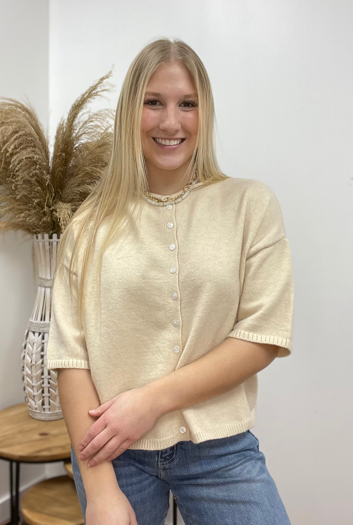 The Luca Half Sleeve Button Down Top
