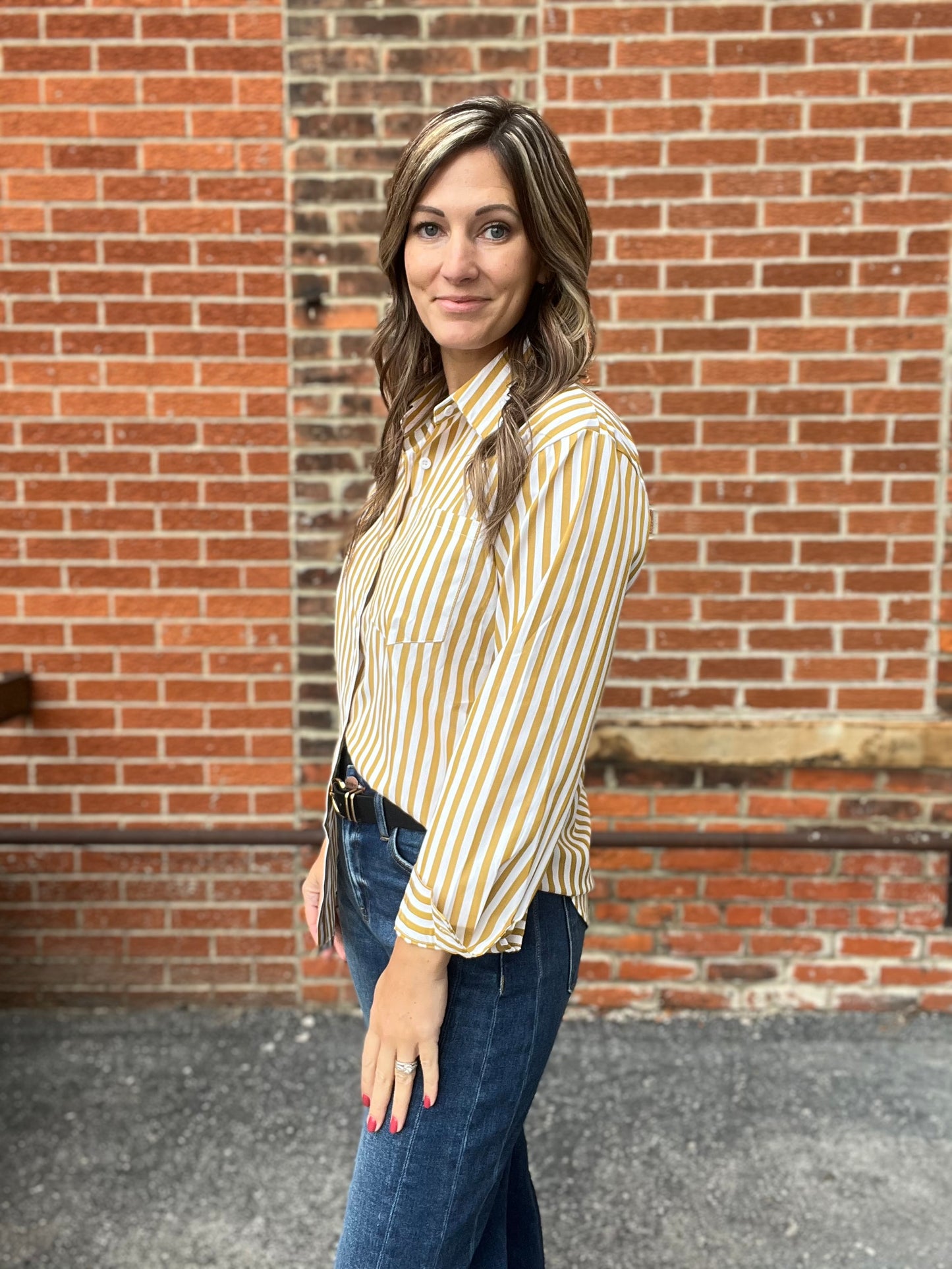 The Blaklynn White and Mustard Button up