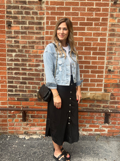 The Alora Black Midi Skirt