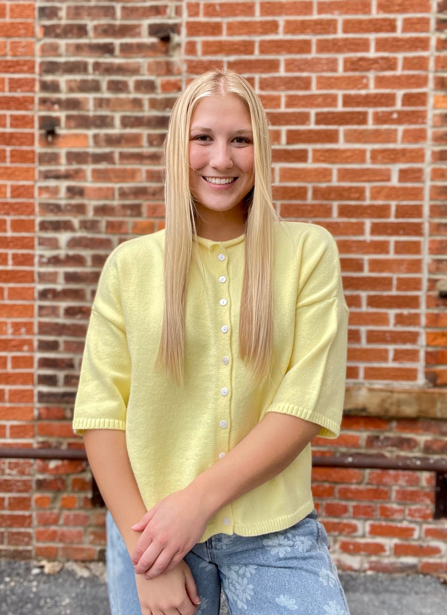 The Vesper Butter Yellow Button Down Cardigan Top