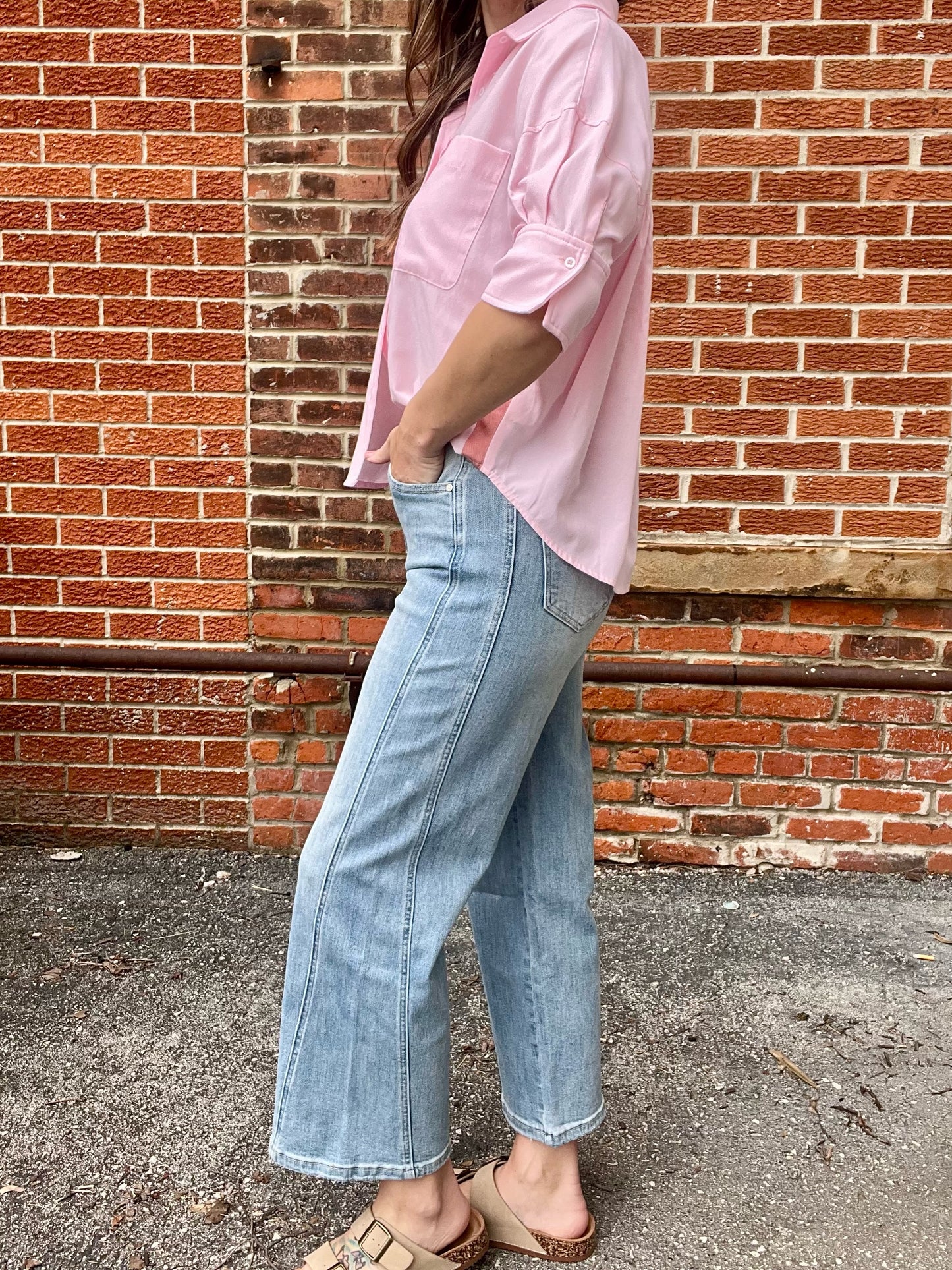 The Sailor Light Wash Detailed Side Wide Leg Jeans