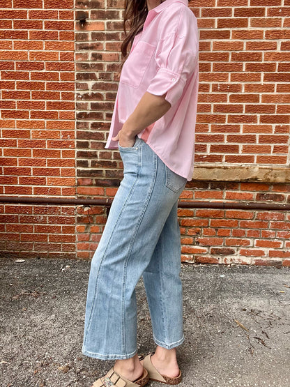 The Sailor Light Wash Detailed Side Wide Leg Jeans