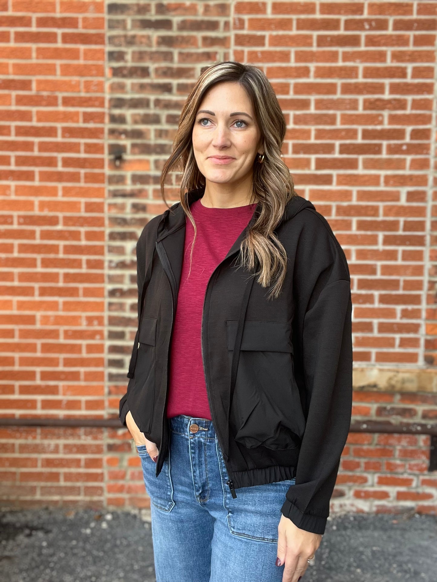 The Urban Front Pocket Black Zip Up