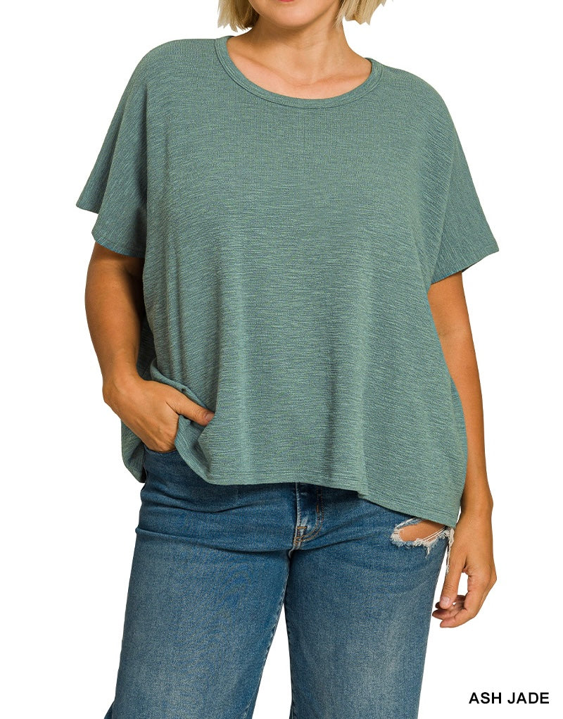 The Piper Curvy Slub Short Sleeve Top
