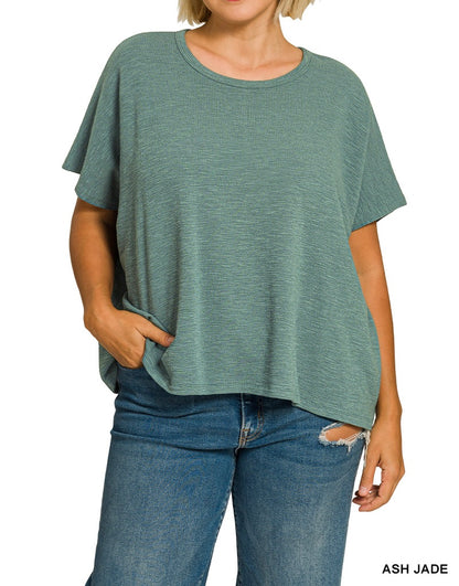 The Piper Curvy Slub Short Sleeve Top