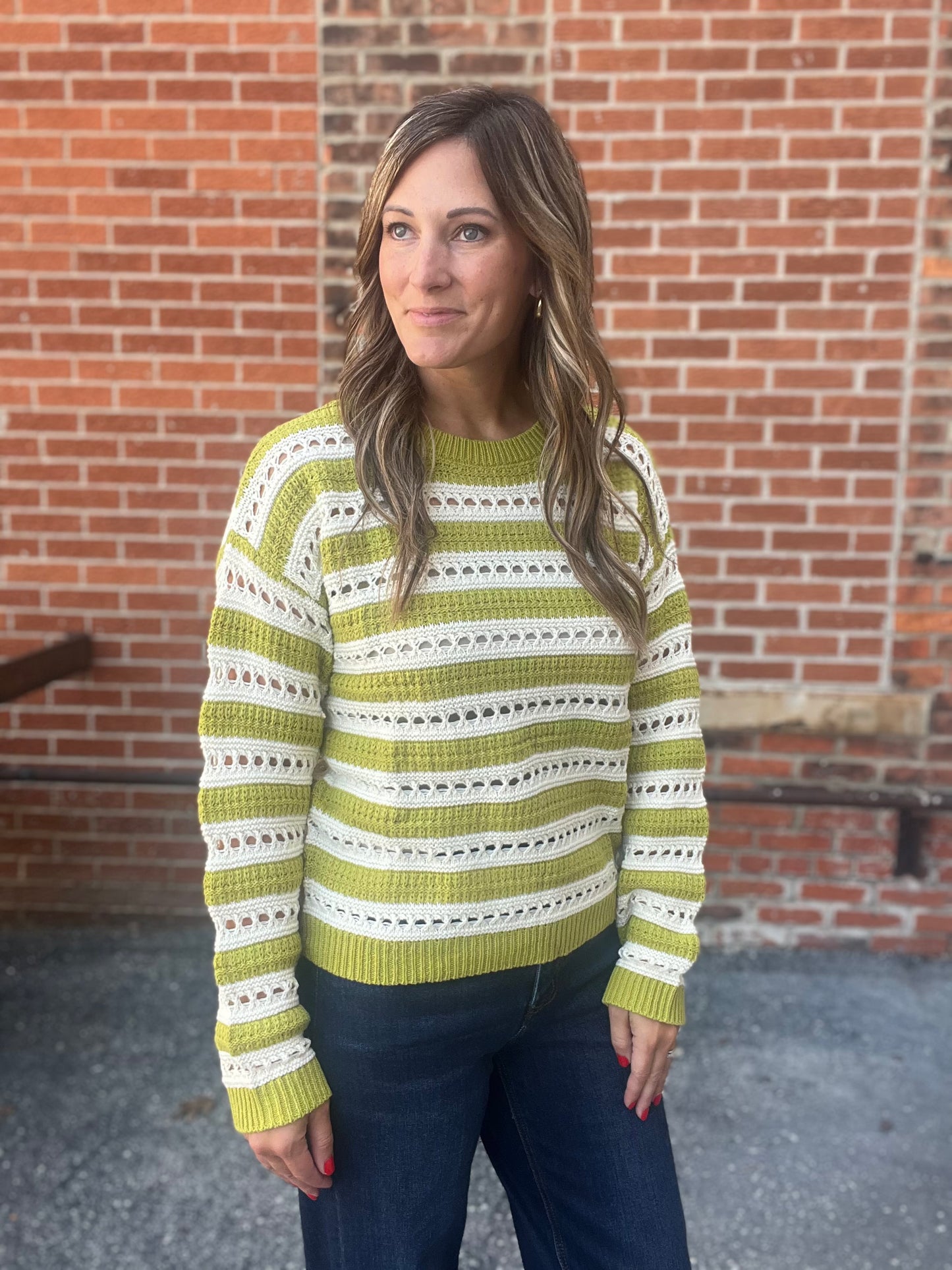 The Ivy Kiwi Striped Knit Pullover Sweater