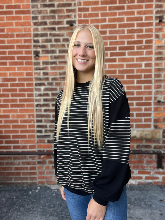 The Clara Raw Edge Long Sleeve Knit Top